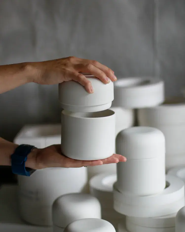 Slip-cast Seagull creamer in pale porcelain