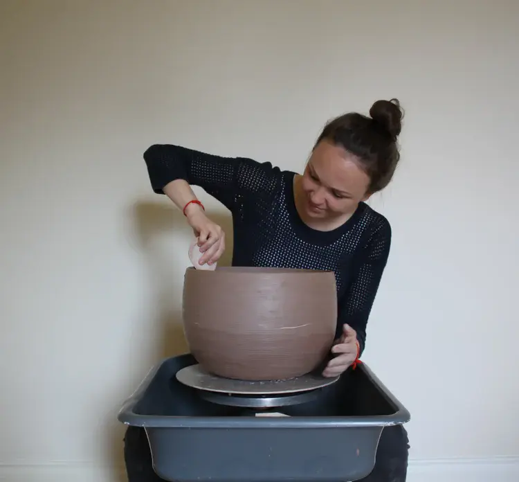 Hand-built stoneware bowl in nude glaze by Kira Ni